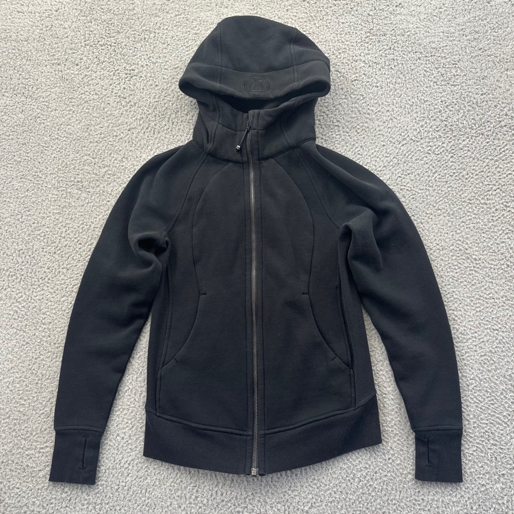 Lululemon Scuba Hoodie Full Zip Cotton Fleece Jacket Black Size 4